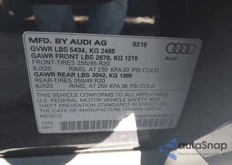2019 Audi Q5 45 Premium from USA, damaged, VIN WA1CNAFY2K2092215